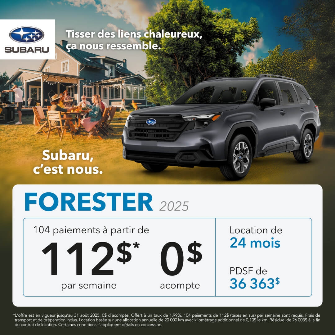 Promotion du mois pour la Subaru Forester chez Desjardins Subaru