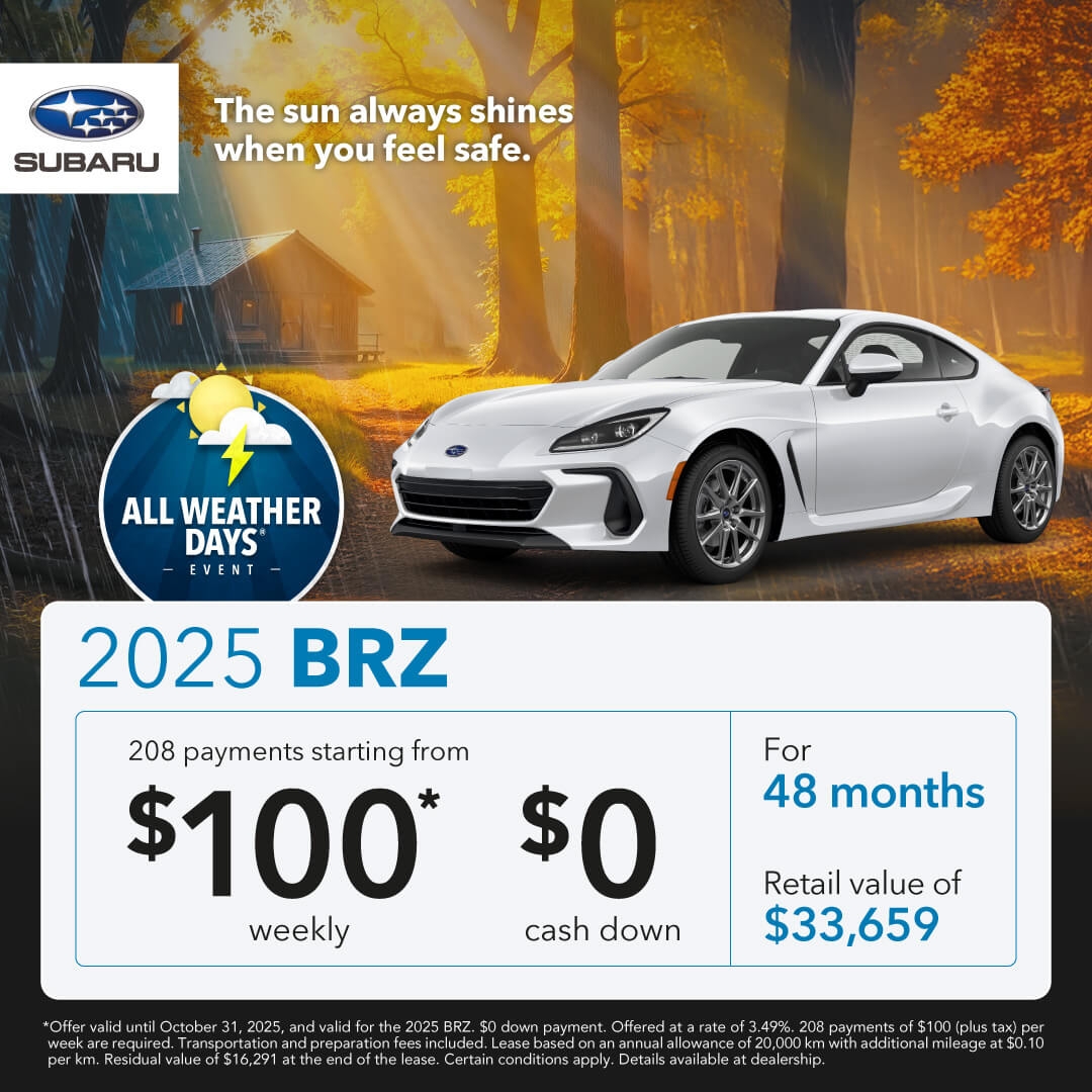 Desjardins Subaru's Monthly Special on the Subaru BRZ