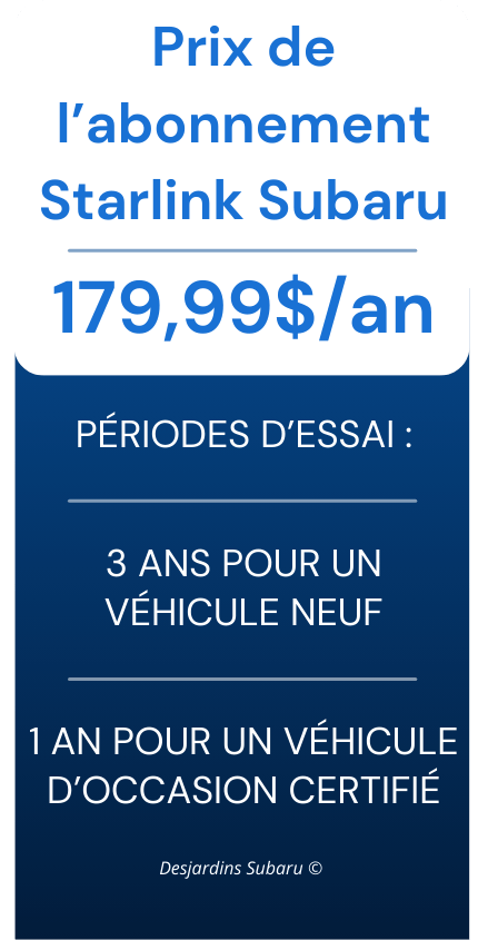 Prix de l'abonnement Starlink Subaru.