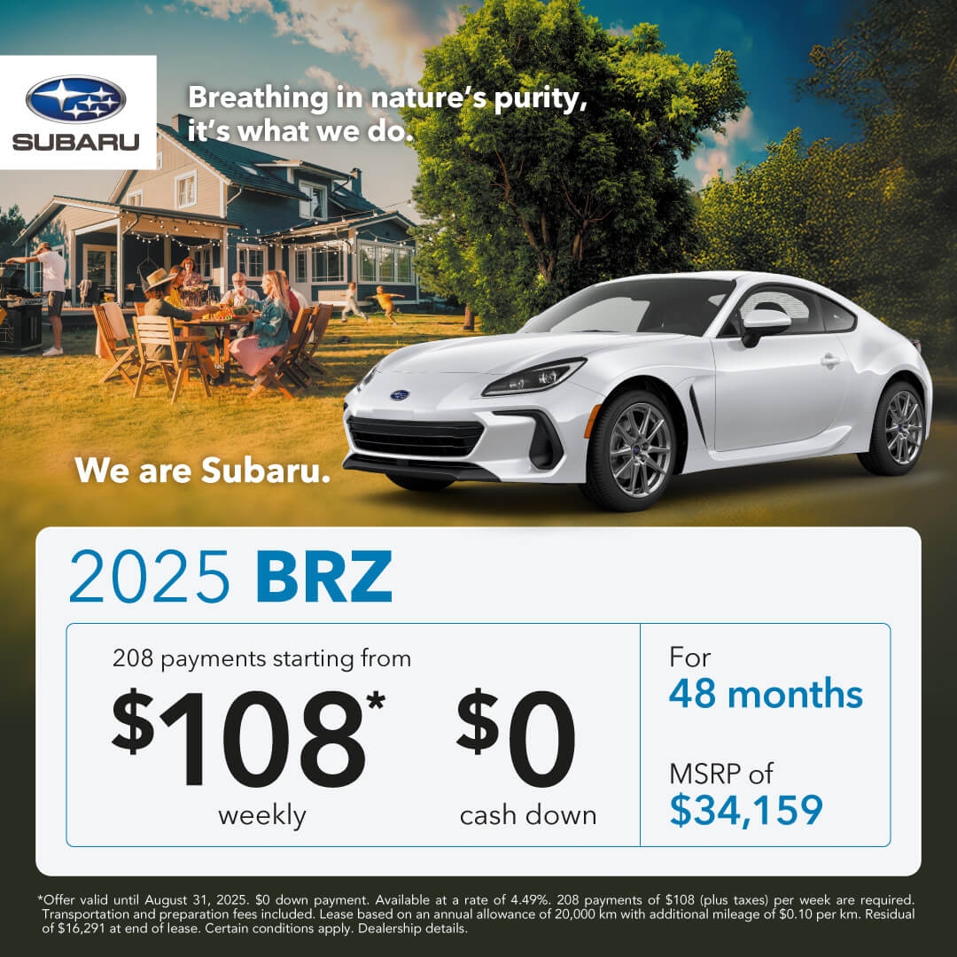 Desjardins Subaru's Monthly Special on the Subaru BRZ