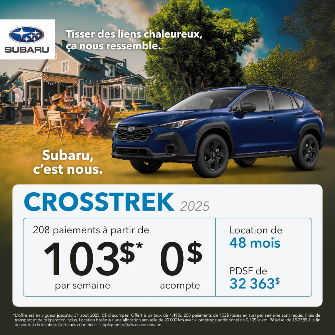 Promotion du mois pour la Subaru Crosstrek chez Desjardins Subaru