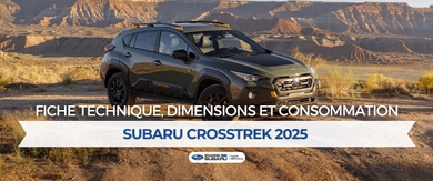 Subaru Crosstrek 2025 : fiche technique, dimensions et consommation