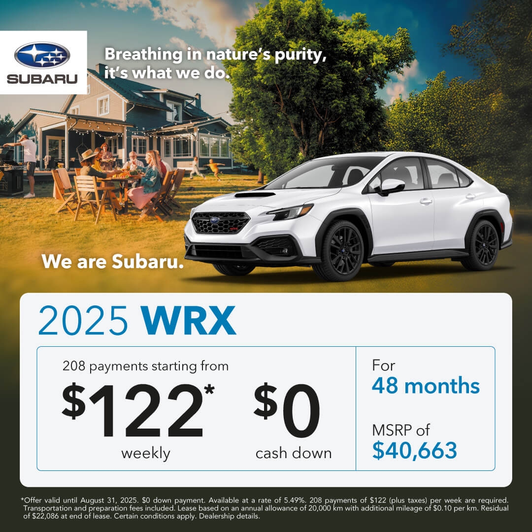 Desjardins Subaru's Monthly Special on the Subaru WRX