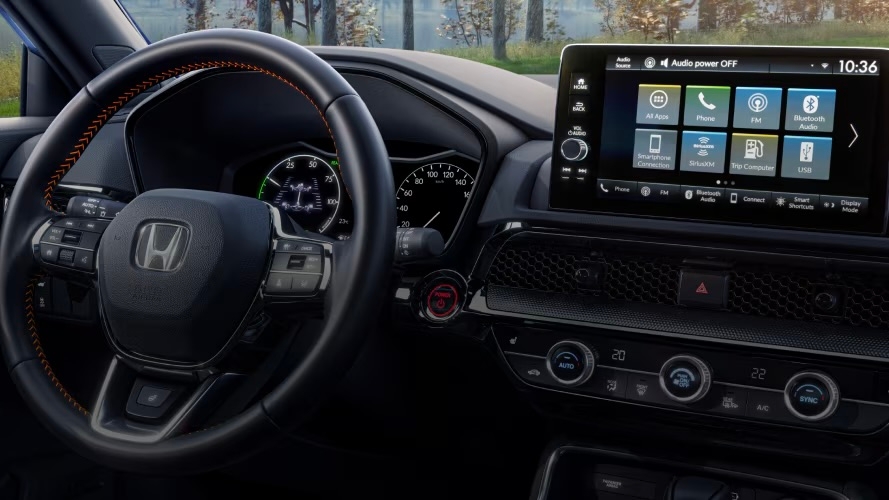vue de l'habitacle et du tableau de bord d'une Honda CR-V 2025
