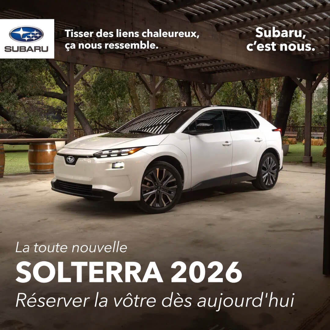 Promotion du mois pour la Subaru Solterra chez Desjardins Subaru